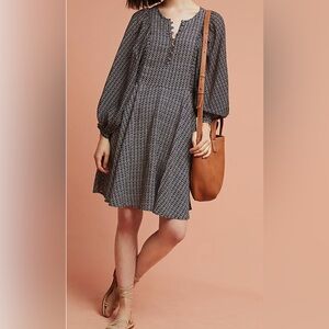 Anthropologie Maeve Nilaya Black Balloon Sleeve Dress.